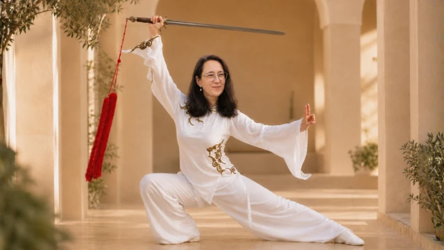 Kerstin Ackermann macht Taijiquan in Kissing, Tai chi, Tai chi chuan